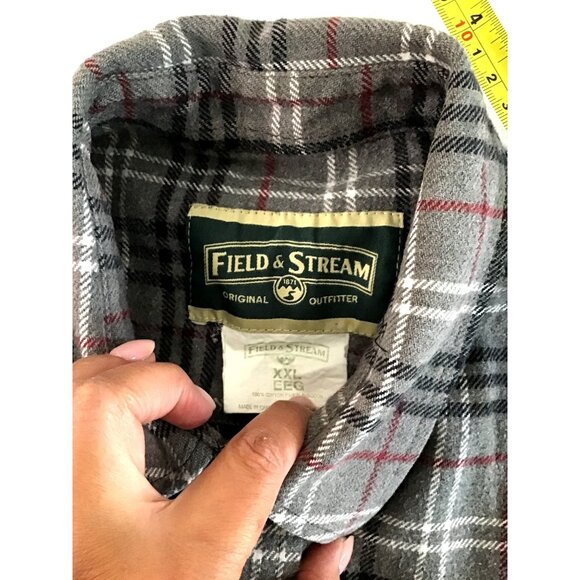 FIELD & STREAM - MENS GREY SOTTON LONG SLEEVE BUTTON DOWN FLANNEL SHIRT SIZE 2XL - Picture 3 of 6